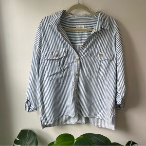 American Eagle Outfitters Blue and White Striped Shirt